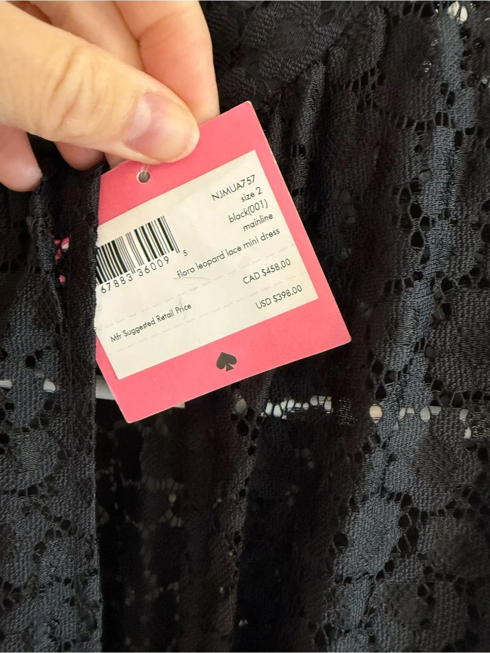kate spade Flora Leopard Lace Black Short Sleeve Fit-and-Flare Mini Dress